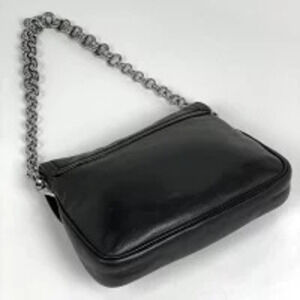 Prada leather shoulder bag chain black
